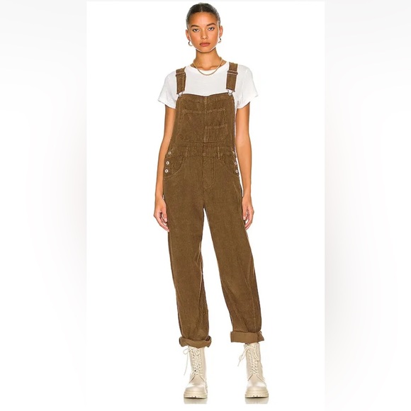 Free People Ziggy Cord Overalls Wild Mustang L We The Free - Picture 5 of 9